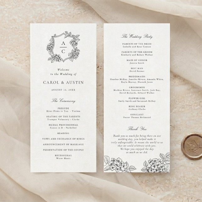 Programa de Casamento Floral Elegante Crista de Ho (Criador carregado)