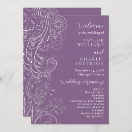 Programa de Casamento Floral Elegante Dusty Purple