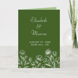 Programa de casamento floral elegante e verde