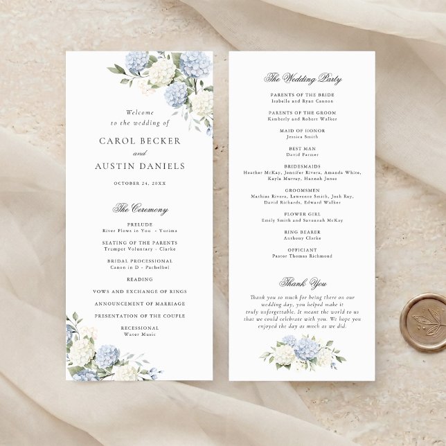 Programa de Casamento Floral Elegante Hortênsia Az (Criador carregado)
