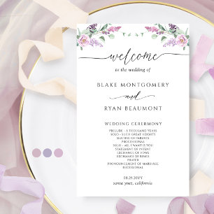 Programa de Casamento Floral Elegante Mauve e Purp