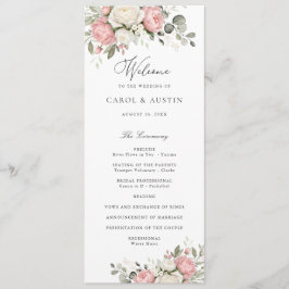Programa de Casamento Floral Elegante Rosa Bege co