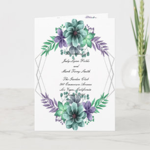 Programa de Casamento Floral em Aquarela Verde e R