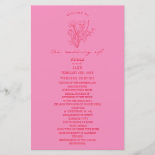 Programa de Casamento Floral em Arte de Linha Rosa