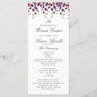 Programa de Casamento Floral em Púrpura