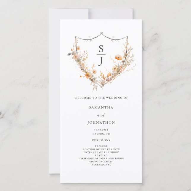 Programa de Casamento Floral Flor de Pêssego Selva (Frente)