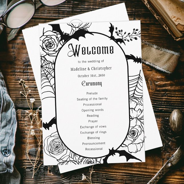 Programa de Casamento Floral Gótico Elegante (Criador carregado)
