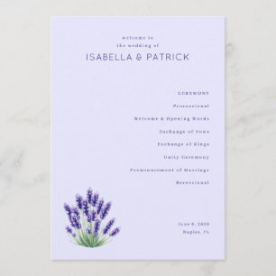 Programa de Casamento Floral Lavanda Serena