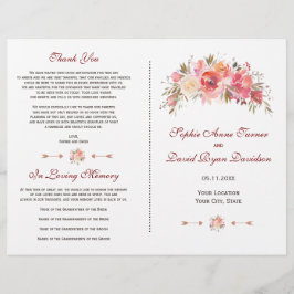 Programa de Casamento Floral Marsala Borgonha com 