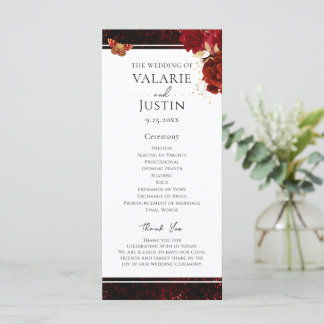 Programa de Casamento Floral Negro e Vermelho Góti
