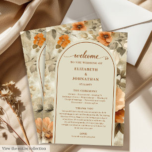Programa de Casamento Floral Neutro Boho Moderno e