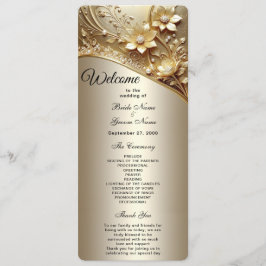 Programa de Casamento Floral Ouro Ornamentado Mode