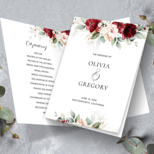 Programa de Casamento Floral Rosa-Brilhante