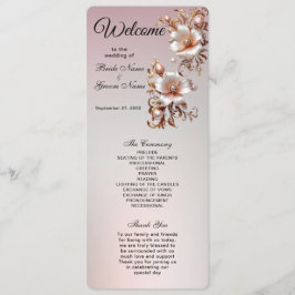 Programa de Casamento Floral Rosa Decorativo