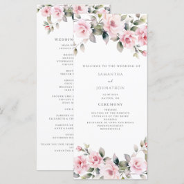 Programa de casamento floral rosa elegante cartão