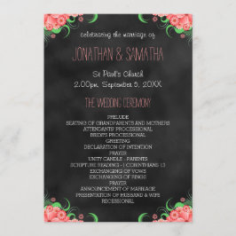 Programa de Casamento Floral Rosa-Rosa-Chalkboard 