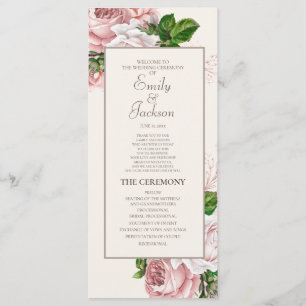 Programa de Casamento Floral Rosa Vintage Creme