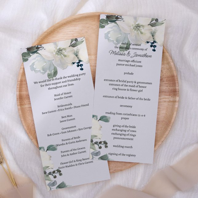 Programa de Casamento Floral Rosas Brancas de Marf (Criador carregado)