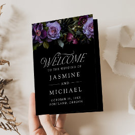 Programa de Casamento Floral Roxo Gótico Mal-humor