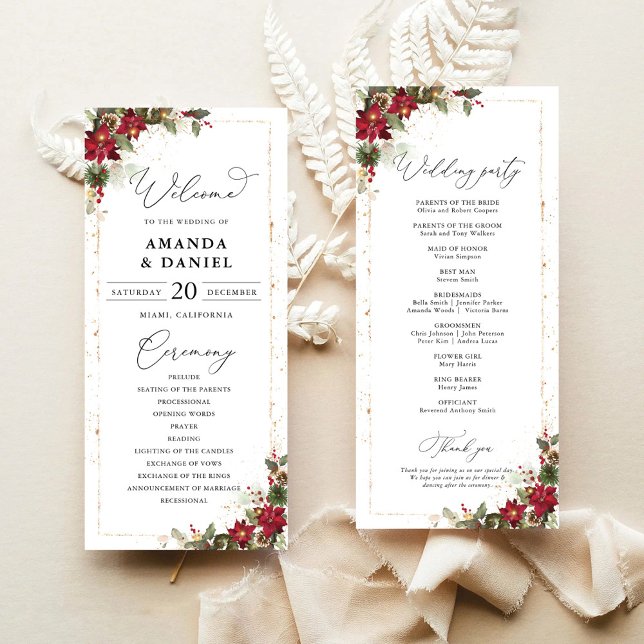 Programa de Casamento Floral Rustic Pine Poinsetti (Criador carregado)