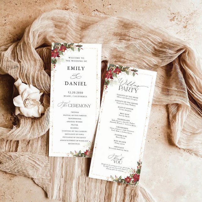 Programa de Casamento Floral Rustic Pine Poinsetti (Criador carregado)