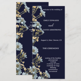 Programa de Casamento Floral Simples Moderno Azul-