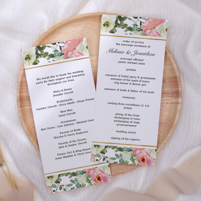 Programa de Casamento Floral Tom Eggshell e Blush (Criador carregado)