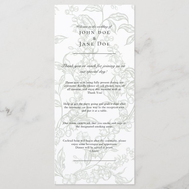 Programa de Casamento Floral Verde (Frente)
