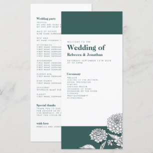 Programa de Casamento Floral Verde Vintage
