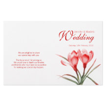 Programa de casamento floral vermelho-laranja-croc