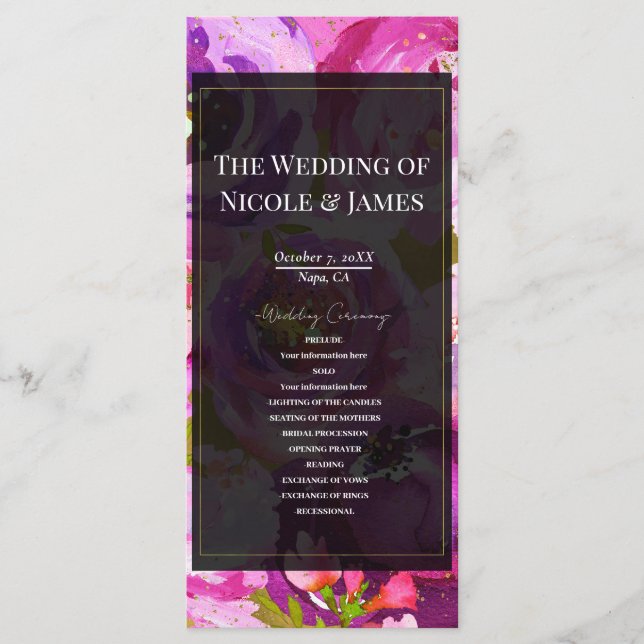Programa de Casamento Floral Vibrante com Toques d (Frente)