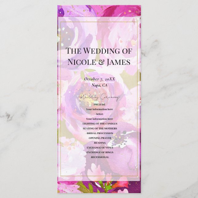 Programa de Casamento Floral Vibrante com Toques d (Frente)