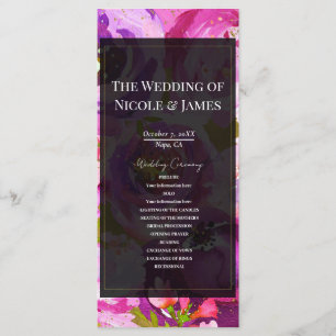 Programa de Casamento Floral Vibrante Roxo Rosa