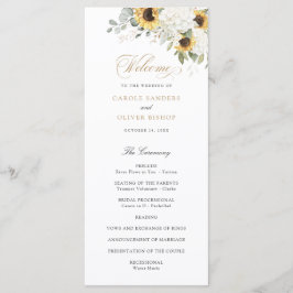 Programa de Casamento Floral White Hydrangea Sunfl