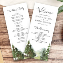 Programa de Casamento Floresta Montanhosa Rústica