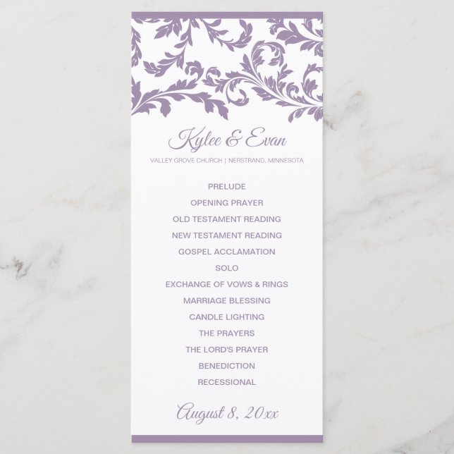 Programa de Casamento Flourish | Lilás Roxo (Frente)