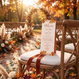 Programa de Casamento Folhas de Bordo Outono Elega