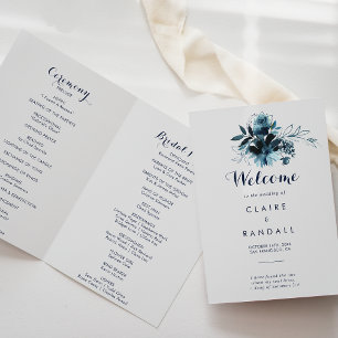Programa de Casamento Foliar Clássico de Aquarela