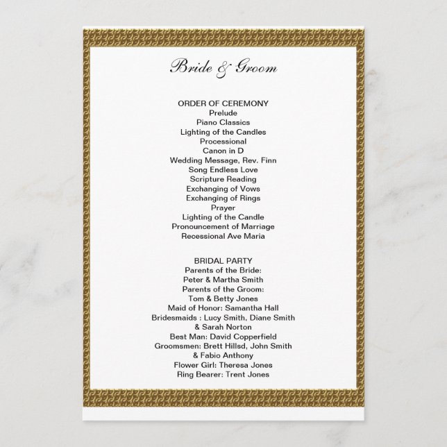 Programa de Casamento Formal Branco e Dourado (Frente)