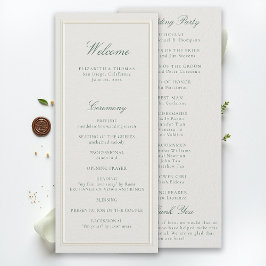 Programa de Casamento Formal Clássico Verde Quadro