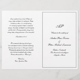 Programa de Casamento Formal de Monograma Elegante