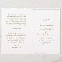 Programa de Casamento Formal Dourado com Monograma