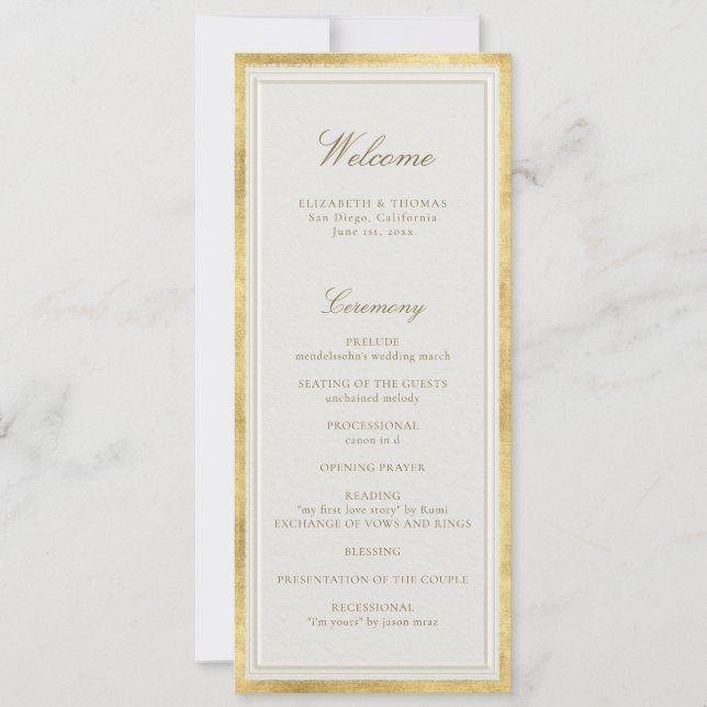 Programa de Casamento Formal Moderno Clássico em E (Frente)