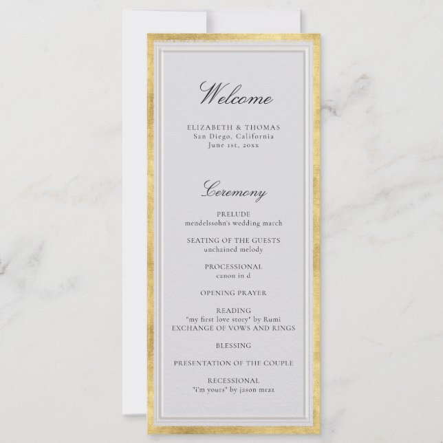 Programa de Casamento Formal Moderno Clássico em O (Frente)