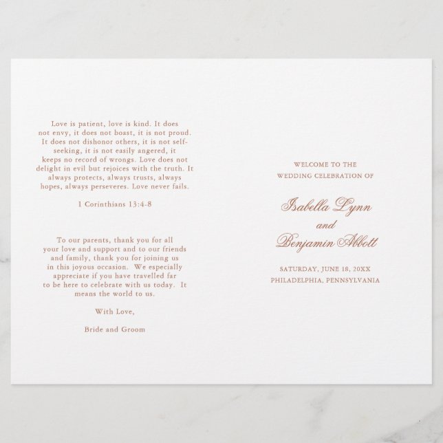 Programa de Casamento Formal Tradicional de Terrac (Frente)