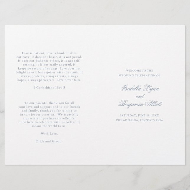 Programa de Casamento Formal Tradicional em Azul P (Frente)