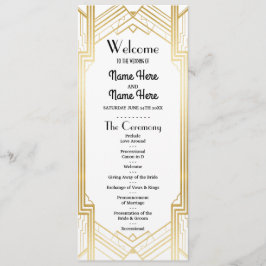 Programa de Casamento Gatsby Branco e Dourado Art