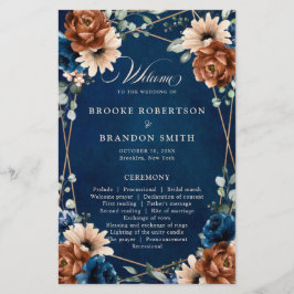 Programa de Casamento Geométrico Azul-Marinho Terr