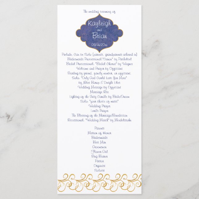 Programa de Casamento Glória de Peacock (Frente)