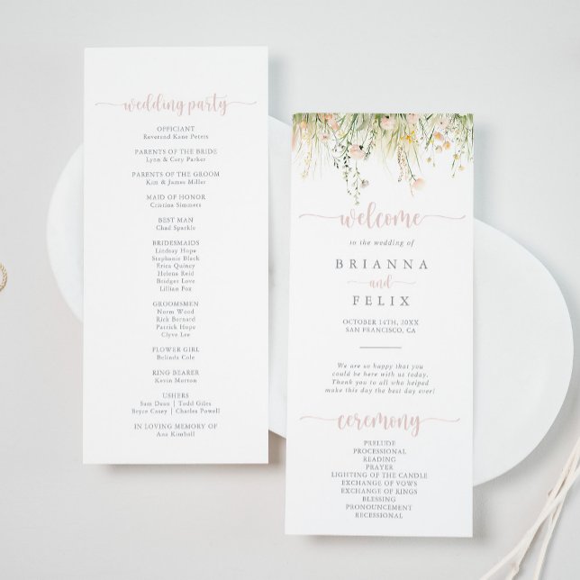 Programa de Casamento Greenery Boho Wildflower (Criador carregado)